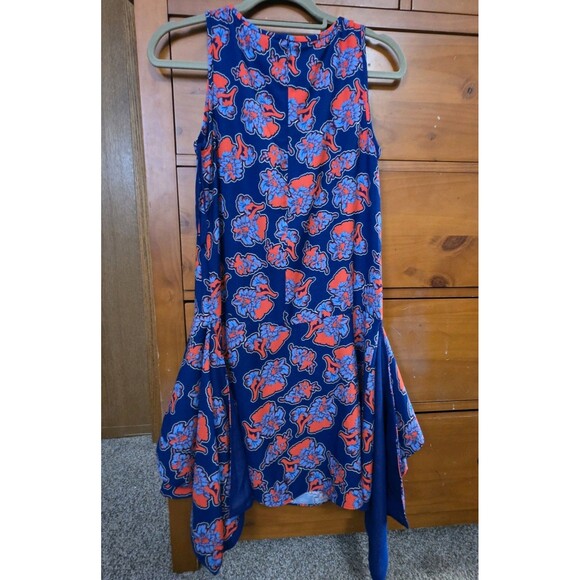 ANTHROPOLOGIE Peter Som X Made in Kind Tiered Floral Dress Size 4 Blue Red - Picture 6 of 15